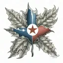 texas flag inside maple leaf tattoo design idea