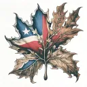 texas flag inside maple leaf tattoo design idea