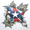 texas flag inside maple leaf tattoo design idea