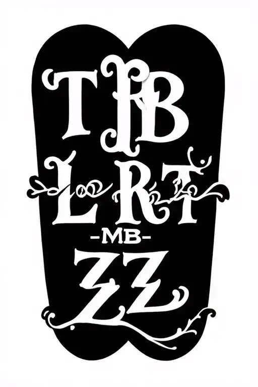 The initials TB RT LZ MB ZZ in nice casual cursive writing on a horizontal line connected to a heart tattoo  tattoo design idea