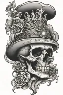 Skull and smoke rising tattoo design idea