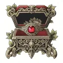 ruby ring in front of open wooden jewellery box tattoo design idea