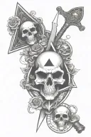 ace of spades, pentagrams, skulls, goat, knife  tattoo design idea
