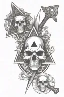 ace of spades, pentagrams, skulls, goat, knife  tattoo design idea