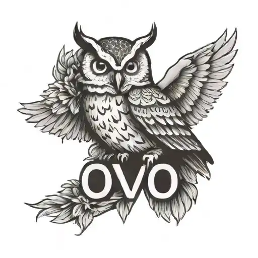 o v o letters above  a owl on knee tattoo tattoo design idea