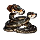 coiled rattle snake with beagle head instead of the snake head tattoo design idea