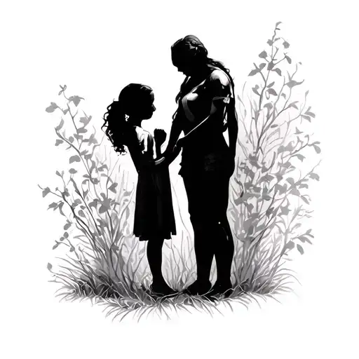 Silhouette of Protected Girl by her grandparents Dionicia Cesar Federico y Rosa tattoo design idea
