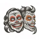 laugh now cry later mask Mexican tattoo design idea