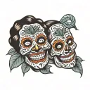 laugh now cry later mask Mexican tattoo design idea