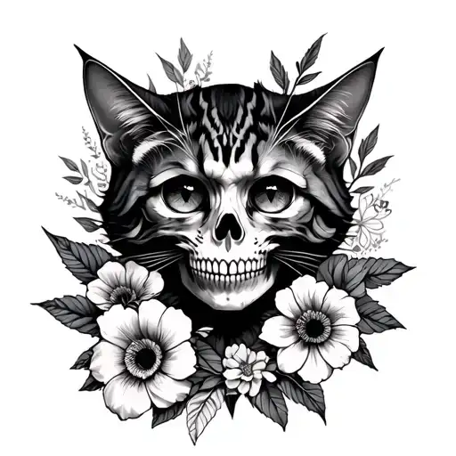 cats, skulls, flowers, cat skulls, woman, cyberpunk, rock and roll/metal, eyeball, mason jar, astrology Leo tattoo design idea