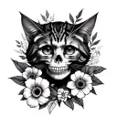 cats, skulls, flowers, cat skulls, woman, cyberpunk, rock and roll/metal, eyeball, mason jar, astrology Leo tattoo design idea