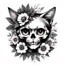 cats, skulls, flowers, cat skulls, woman, cyberpunk, rock and roll/metal, eyeball, mason jar, astrology Leo tattoo design idea