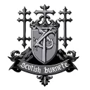 Scottish Burnette crest adding 3 crosses on a hill tattoo design idea