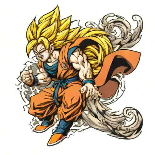 Goku super sayain kamhamha tattoo design idea