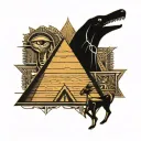 Pyramids of Egypt with Anubis and Eye of Ra tattoo design idea