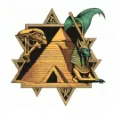Pyramids of Egypt with Anubis and Eye of Ra tattoo design idea