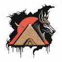 Pyramids of Egypt with Anubis and Eye of Ra tattoo design idea