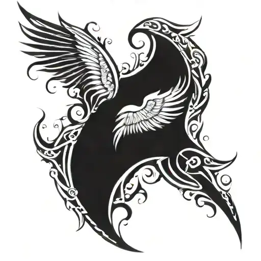 lucifer Angle wings tattoo design idea