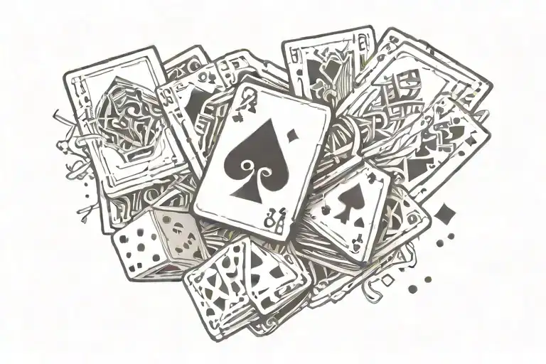 silence can never be misquoted, dice rolling, playing cards  tattoo design idea