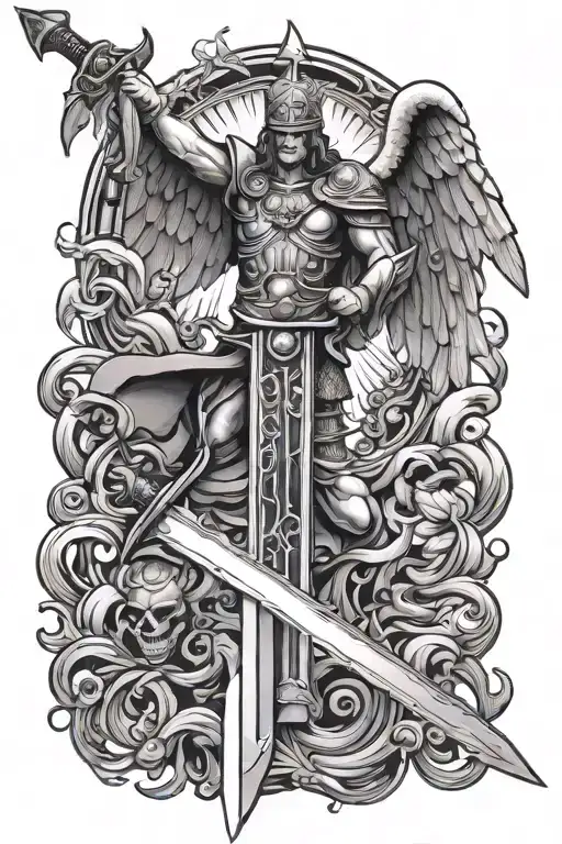 sword of st michael tattoo design idea
