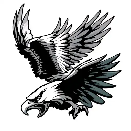 Philadelphia eagles wings spread 1980s tattoo design idea