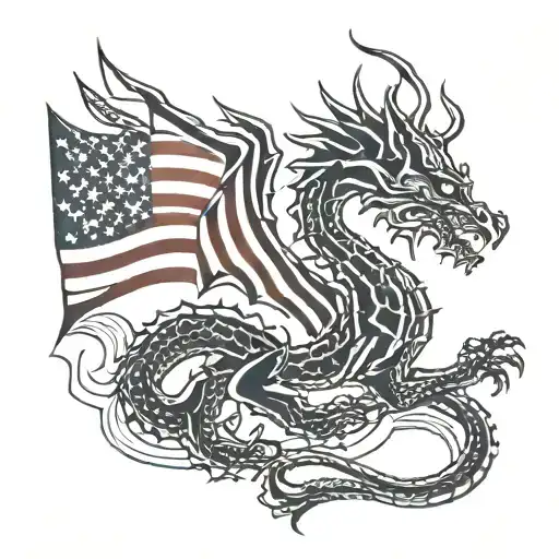 Hungarian dragon with american flag tattoo design tattoo design idea