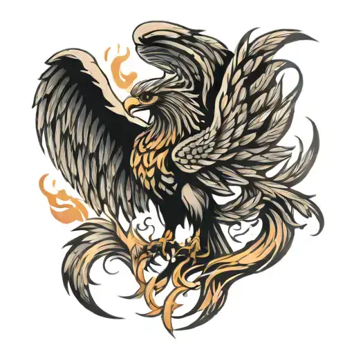 phoenix rising from ashes symbolizing overcoming PTSD tattoo design idea