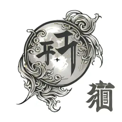 moon kanji symbol tattoo design idea