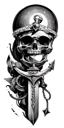cutlass sword, anchor, hour glass tattoo design idea