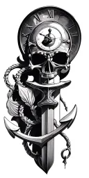cutlass sword, anchor, hour glass tattoo design idea