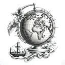 simple cruise ship globe surrounded tattoo design idea