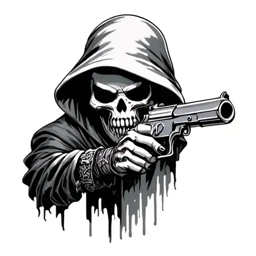Grim Reaper With Gun tattoo design idea