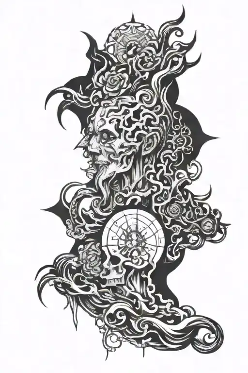 dark themed diety that deals with brain fog tattoo design idea