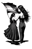 pride flag lesbian couple holding hands tattoo design idea