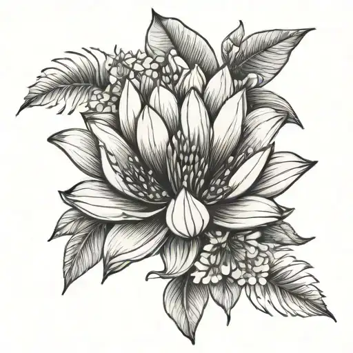 protea frangipani anemone tattoo design idea
