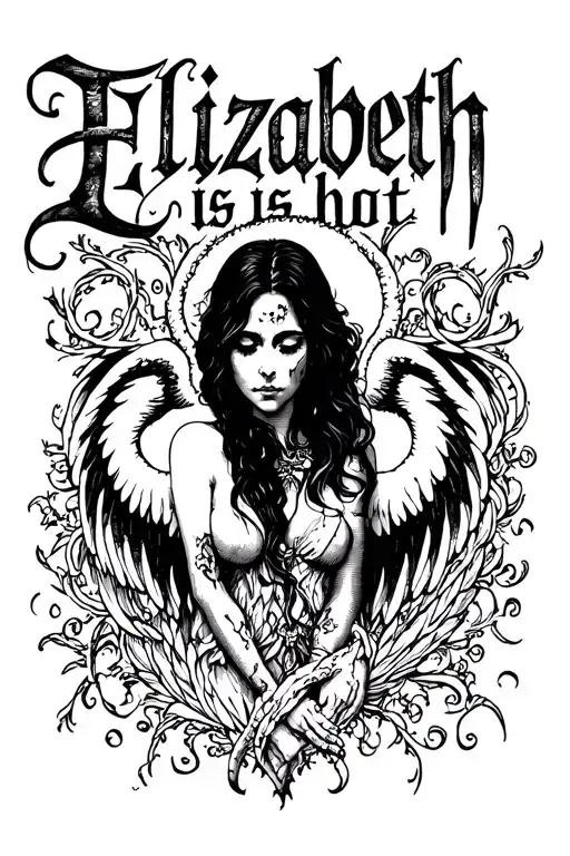 "Elizabeth is hot " death angel tattoo design idea