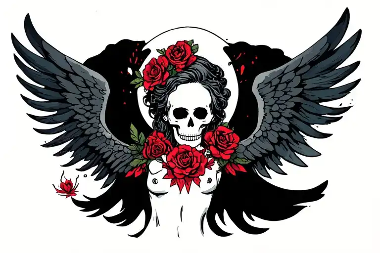 mom death angel tattoo design idea