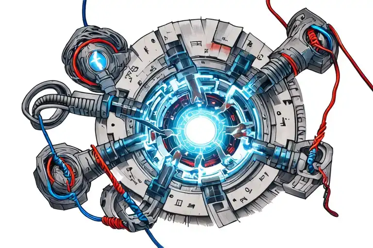 arc reactor with electric cables tattoo design idea