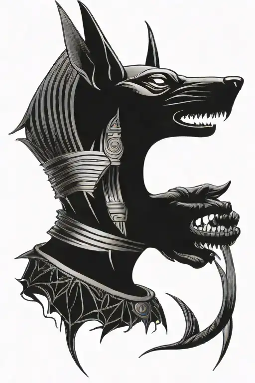 Anubis holding tattoo design idea