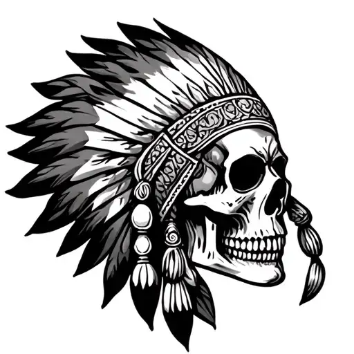 Indian skull adorned tattoo design idea