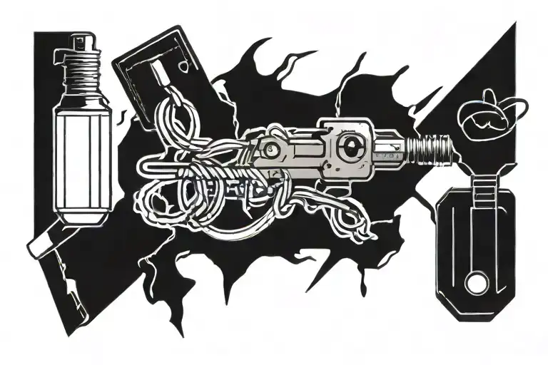 Electrician tools forming a lightning bolt tattoo design idea