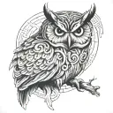owl in a labyrinth tattoo design idea