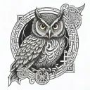 owl in a labyrinth tattoo design idea