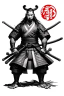 Samurai poses tattoo design idea