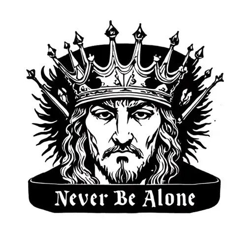 KING Never Be Alone tattoo design idea