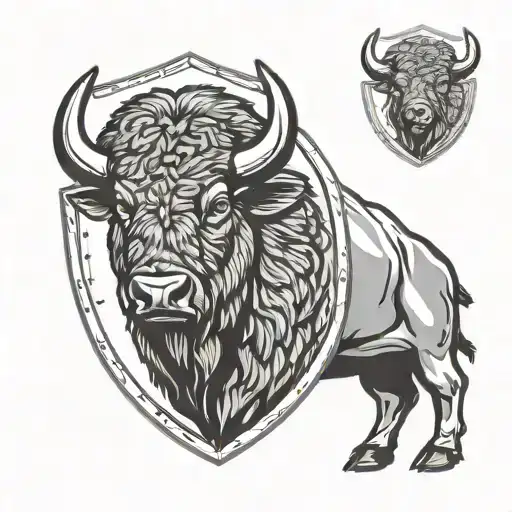 bison head on a shield tattoo design idea