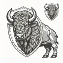 bison head on a shield tattoo design idea