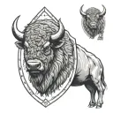 bison head on a shield tattoo design idea