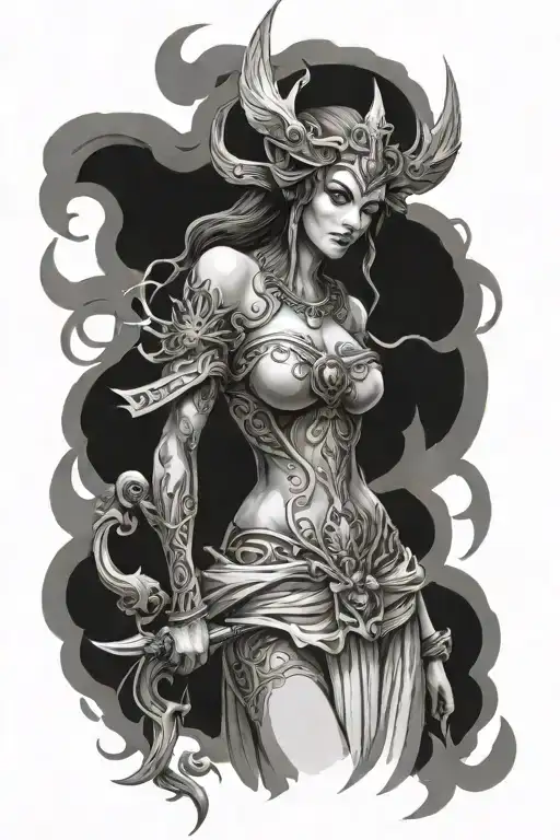 nemesis goddess of divine retribution  tattoo design idea