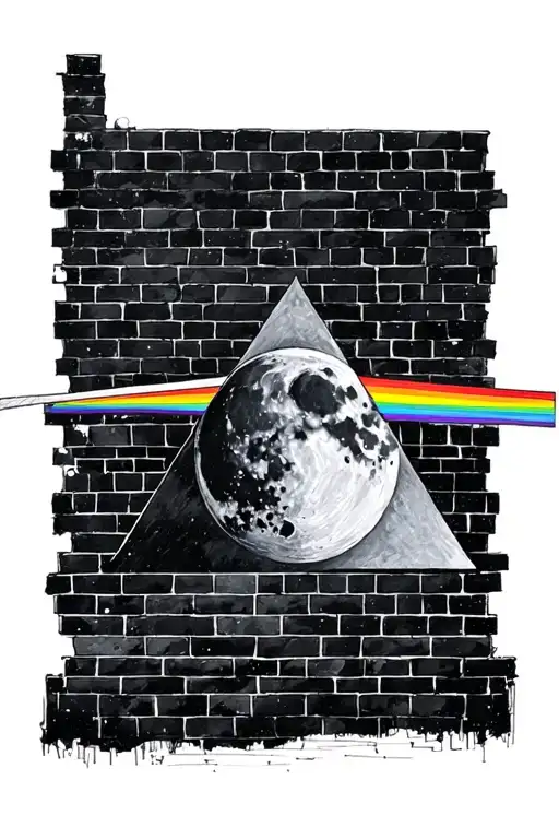 pink floyd, prism, moon, the brick wall, one of these days tattoo design idea